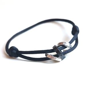 Cartier Trinity Ring Cord Bracelet with Diamonds